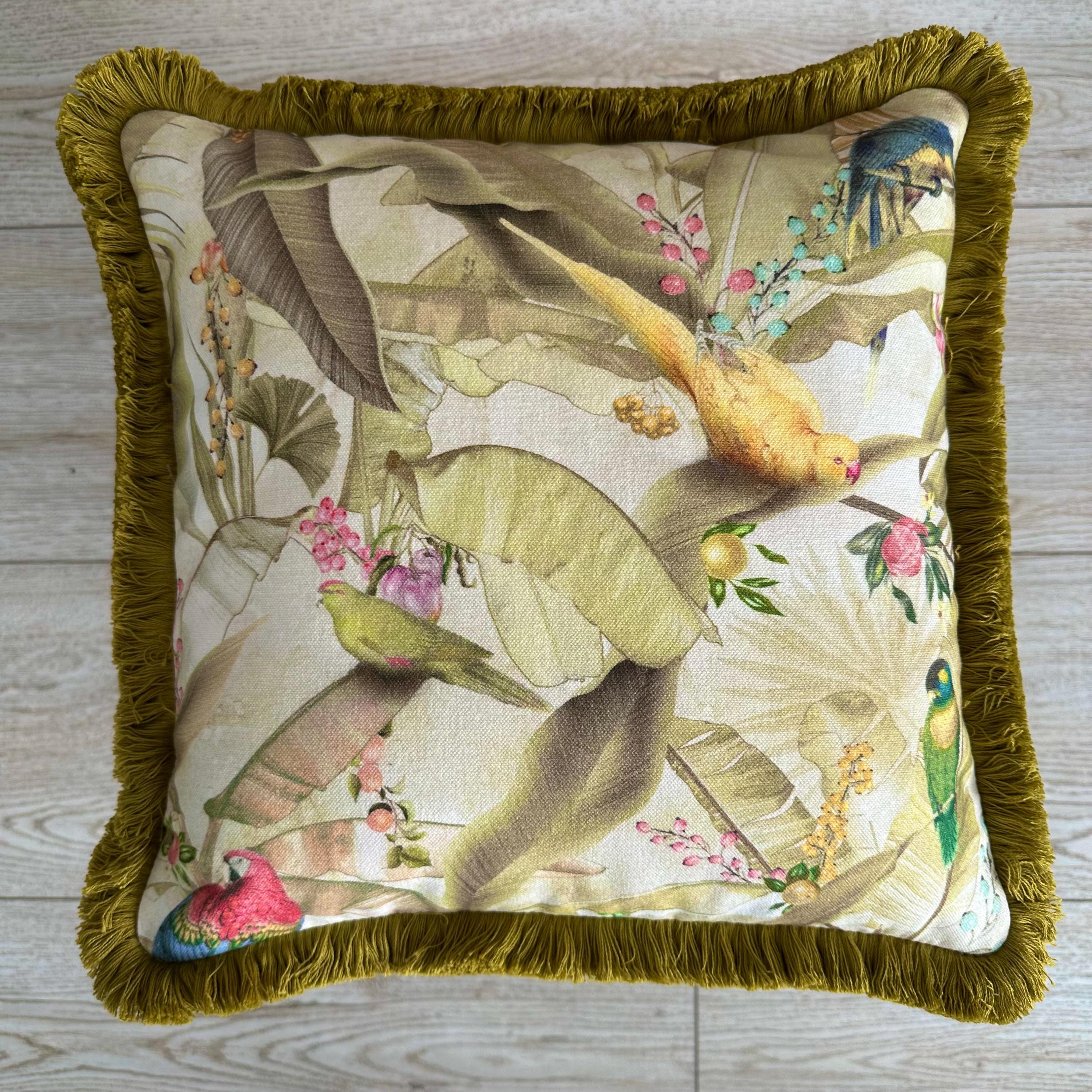 Safari Print Cotton Pillow Cover: Boho Fringe Cushion