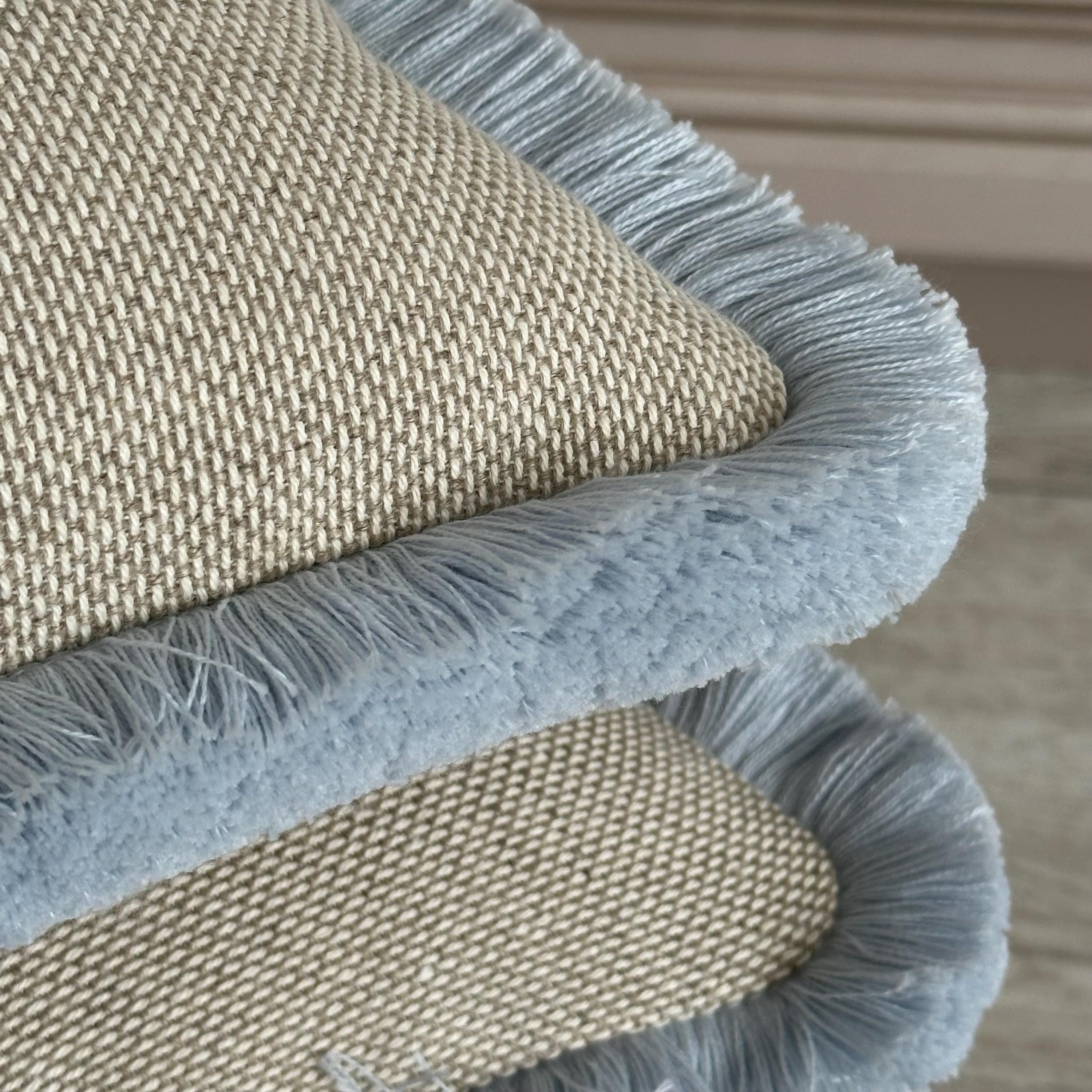 Textured Cotton Linen Cushion Cover with Custom Fringe