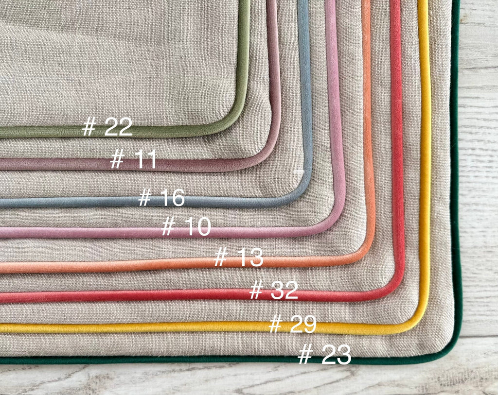 Heavyweight Linen Pillowcase with Colorful Piping: Washed Linen Cover