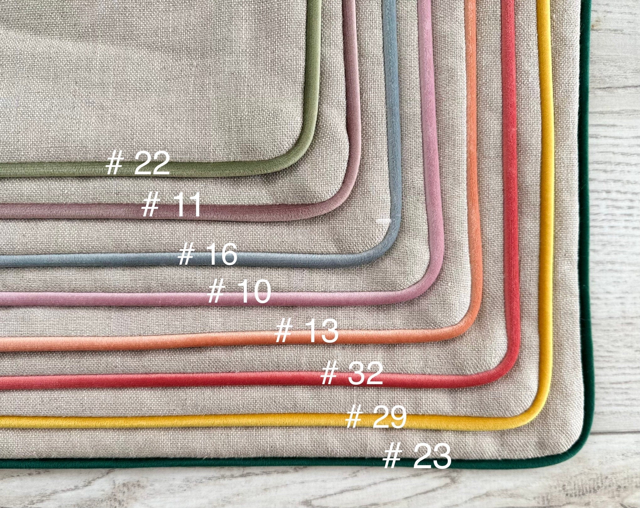 Heavyweight Linen Pillowcase with Colorful Piping: Washed Linen Cover