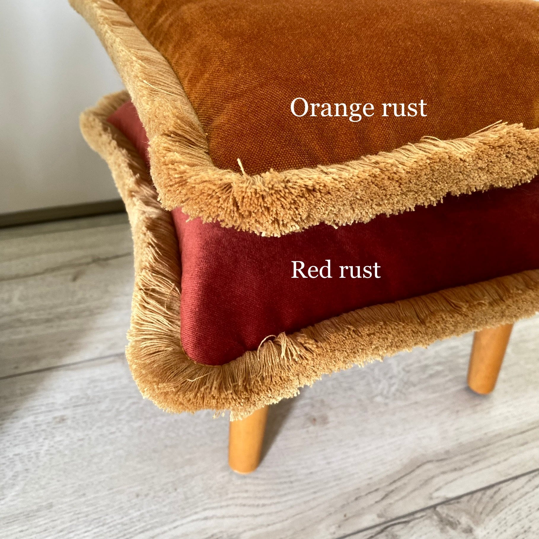 Orange Rust Velvet Fringe Pillow Cover: Boho Decorative Cushion