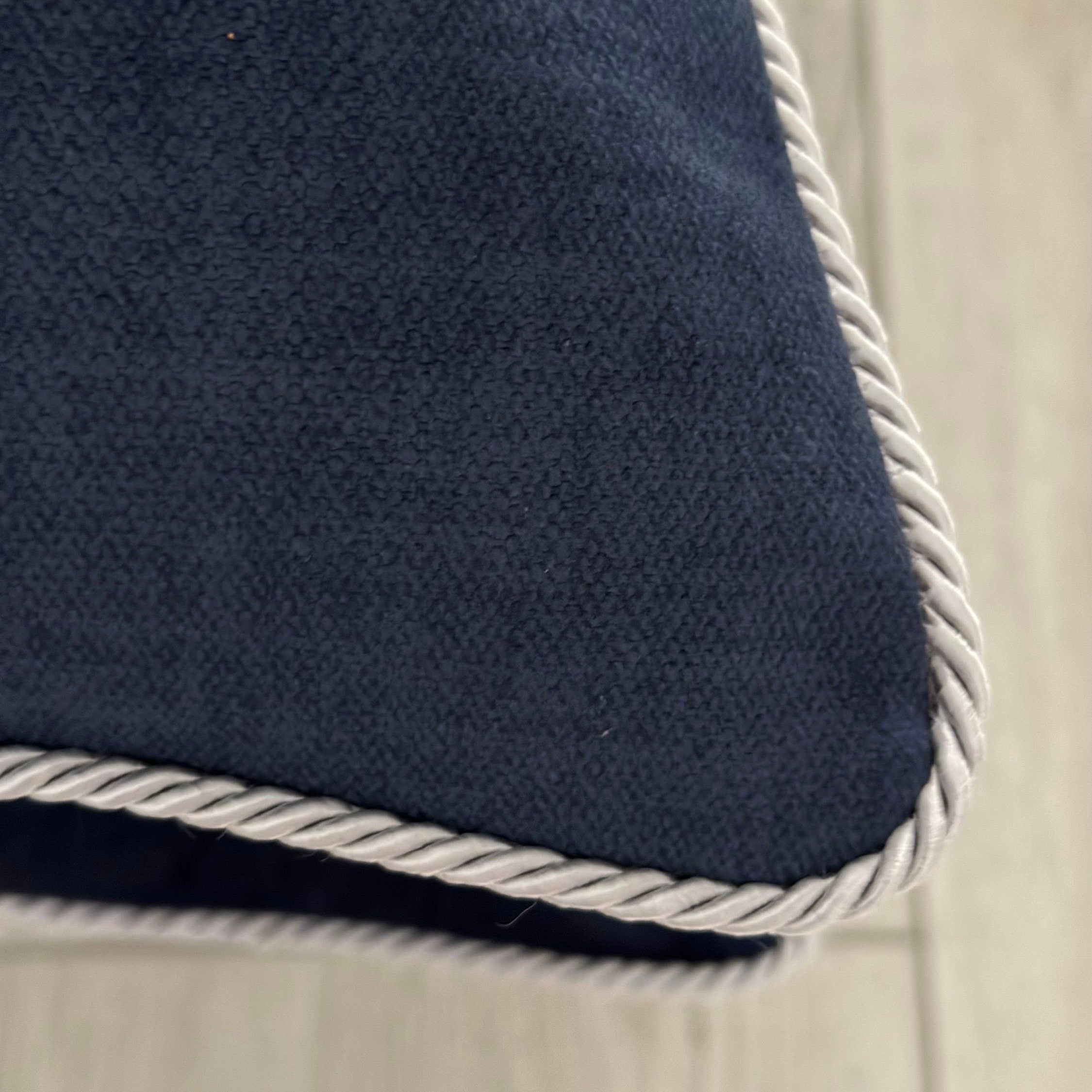 Thick Navy Blue Velvet Pillow Cover: Textured Cushion with Rope Piping