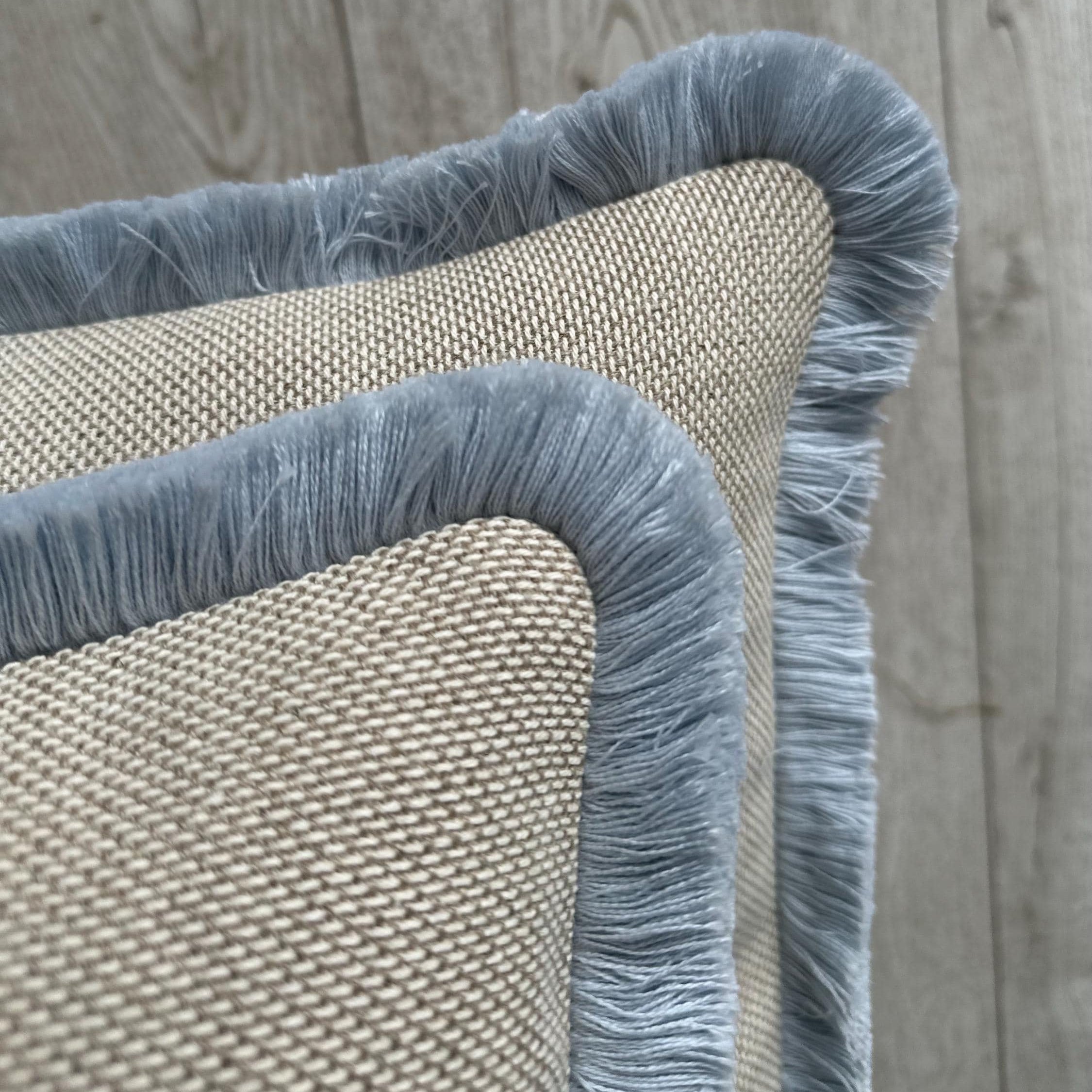 Textured Cotton Linen Cushion Cover with Custom Fringe