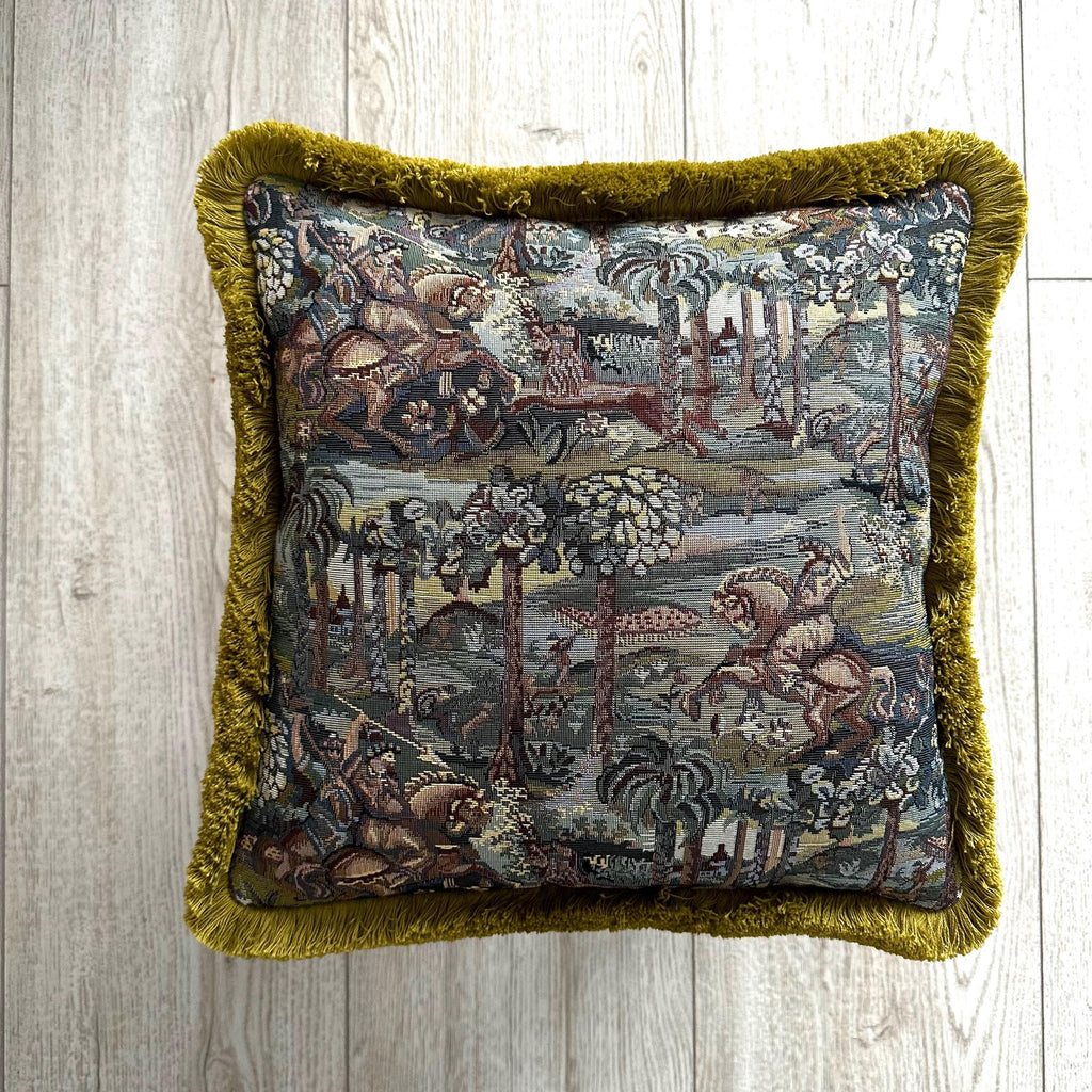 Tapestry Pillow Cover with Cotton Fringe: Boho Decor