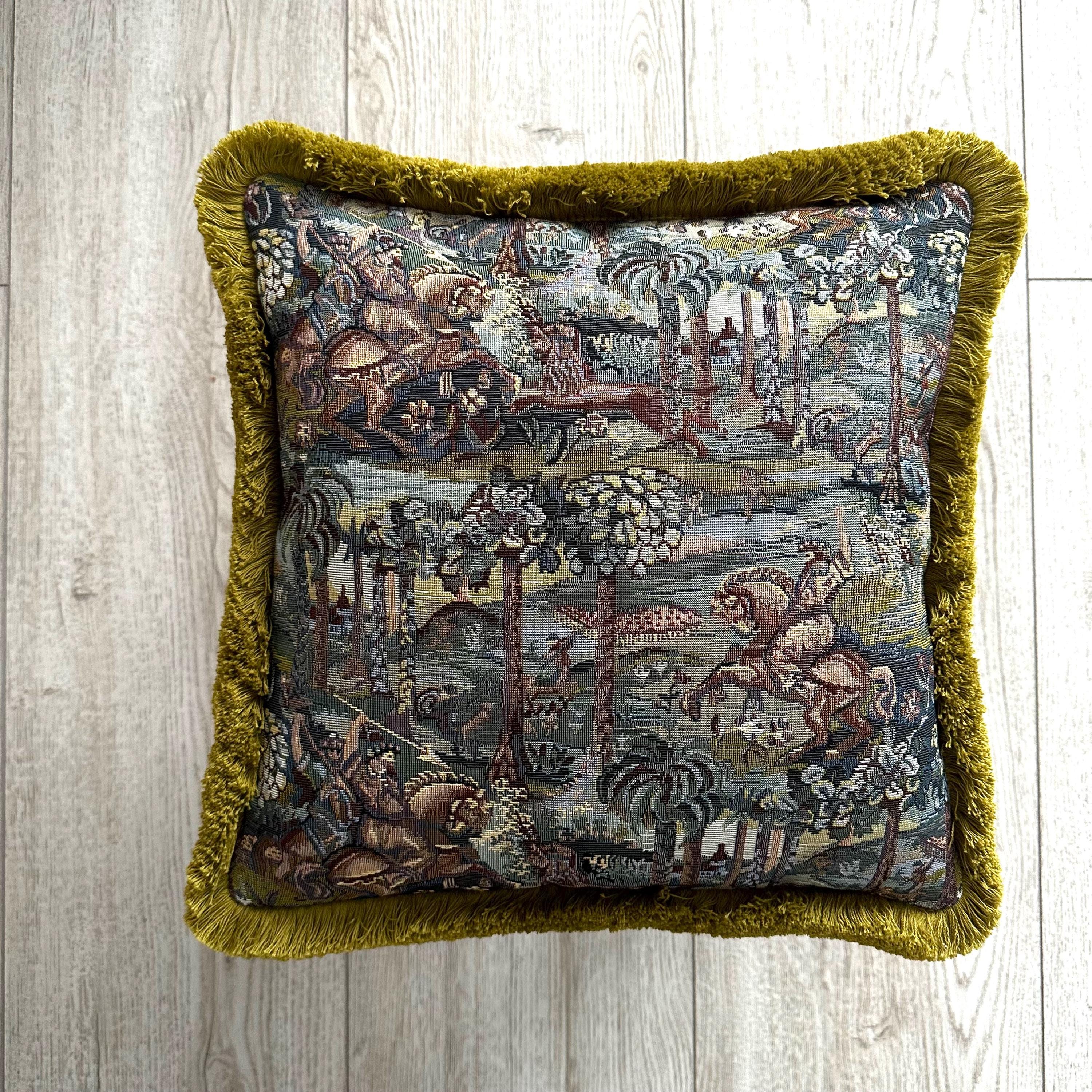 Tapestry Pillow Cover with Cotton Fringe: Boho Decor