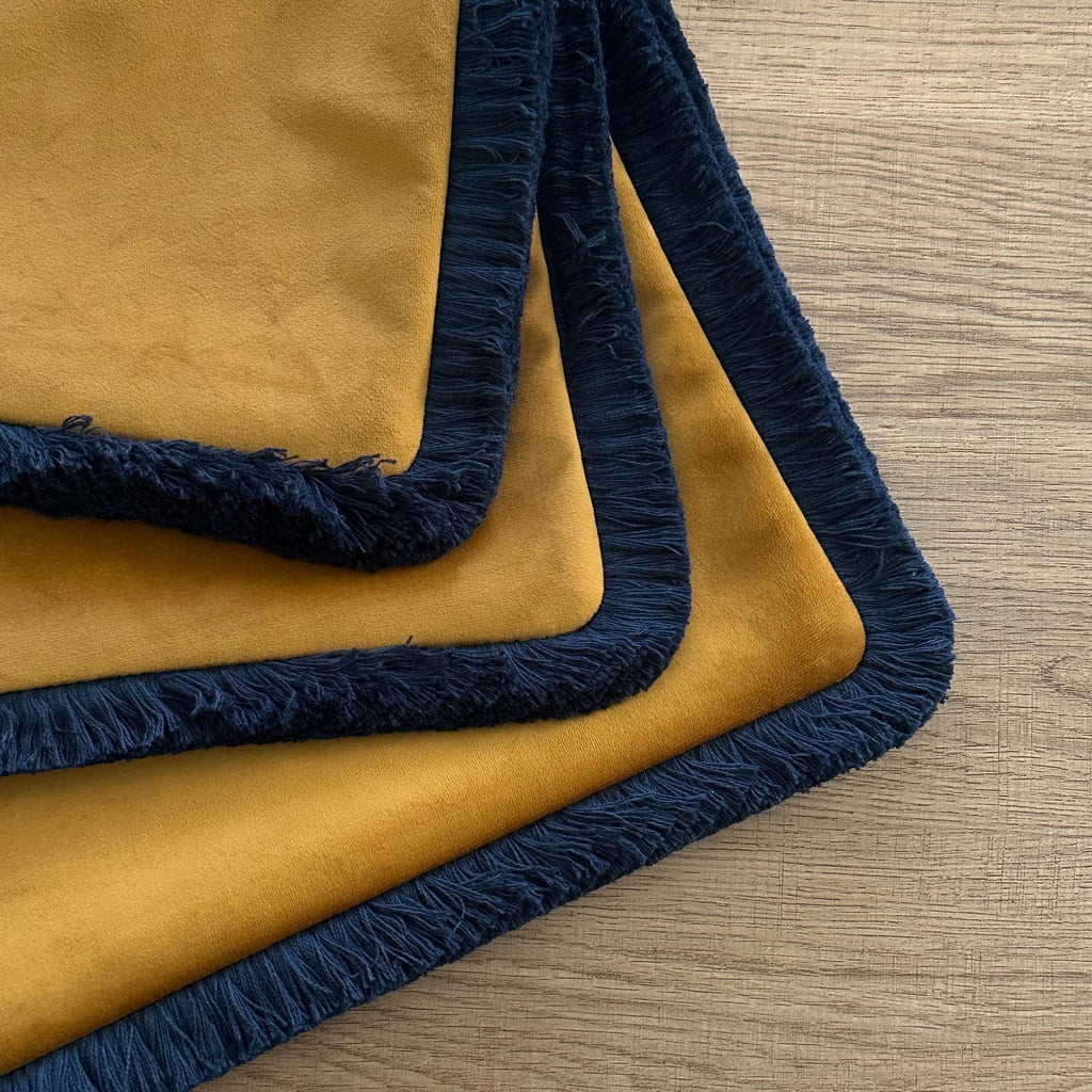 Antique Gold Velvet Pillow Cover: Cotton Fringe Throw Pillow