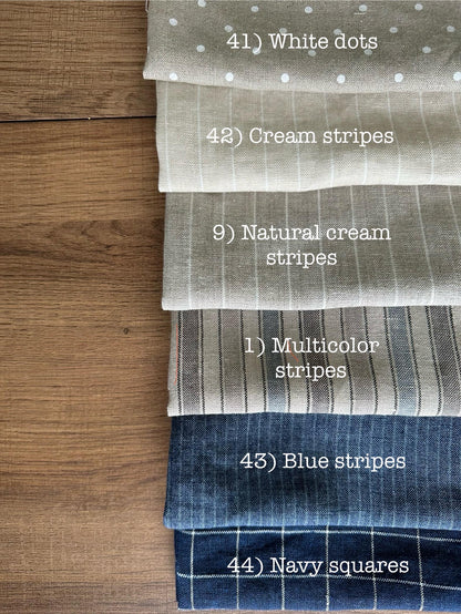 Striped & Floral Linen Pillow Cover: Natural Washed Fabric