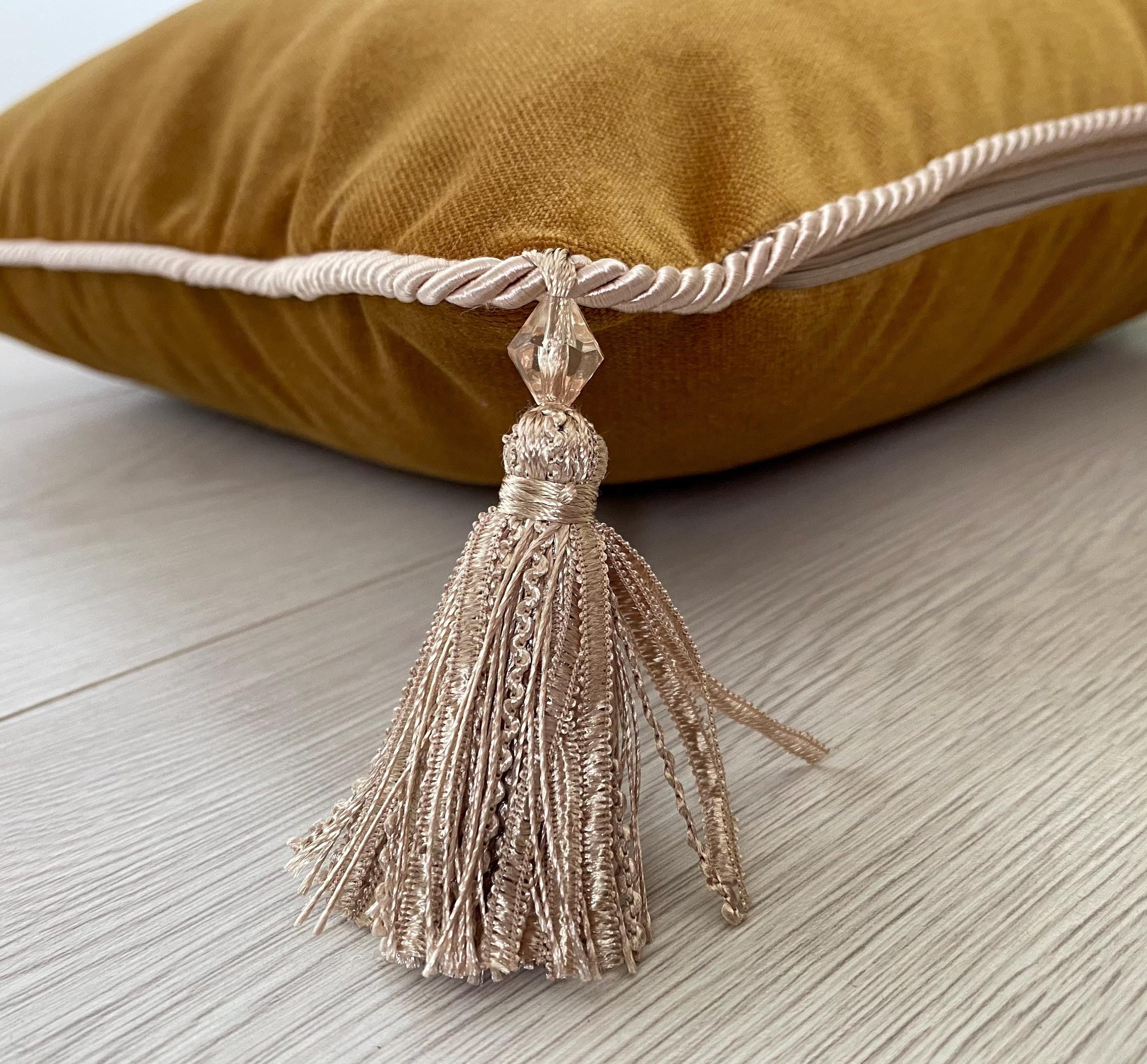 Gold Velvet Pillow Cover with Tassels