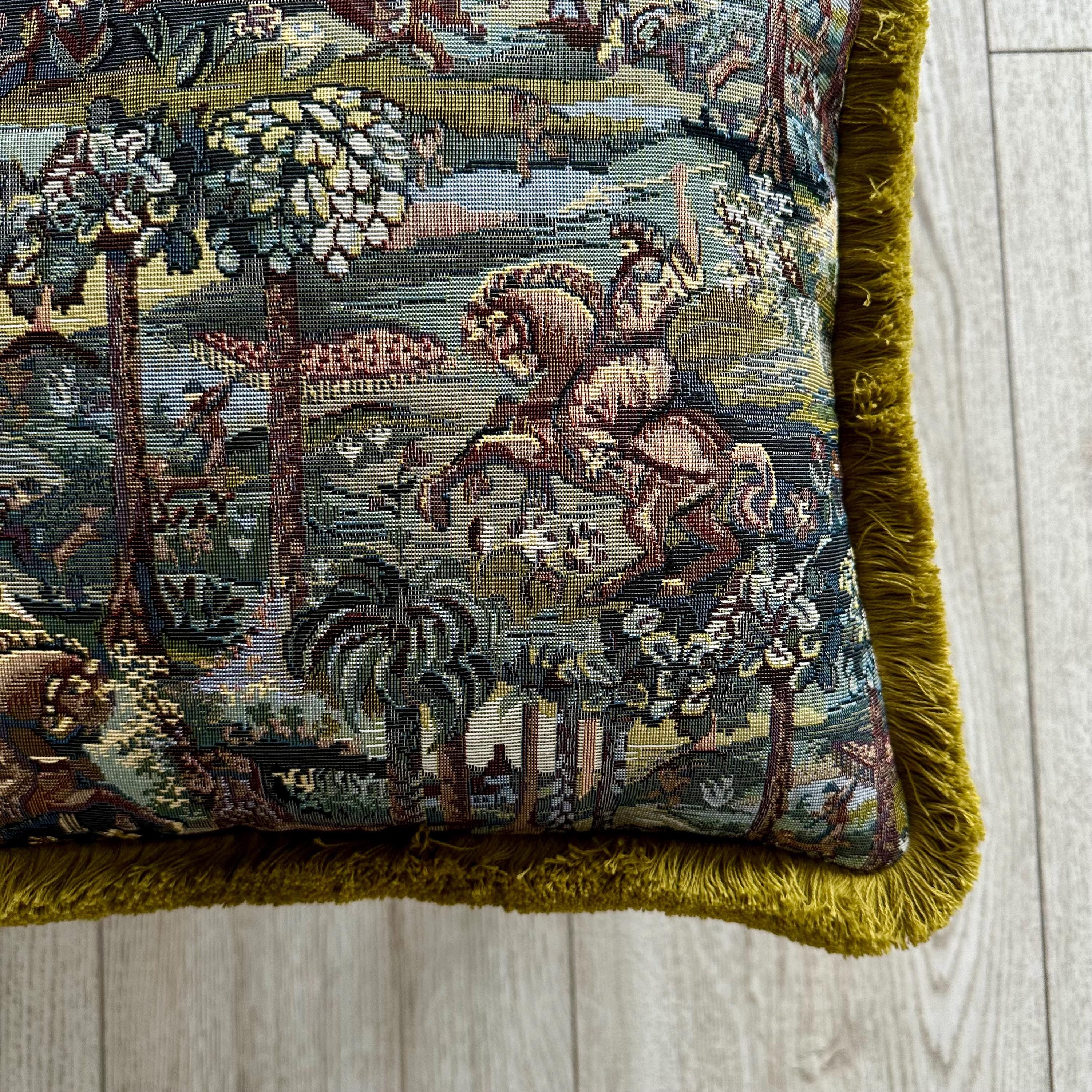 Tapestry Pillow Cover with Cotton Fringe: Boho Decor