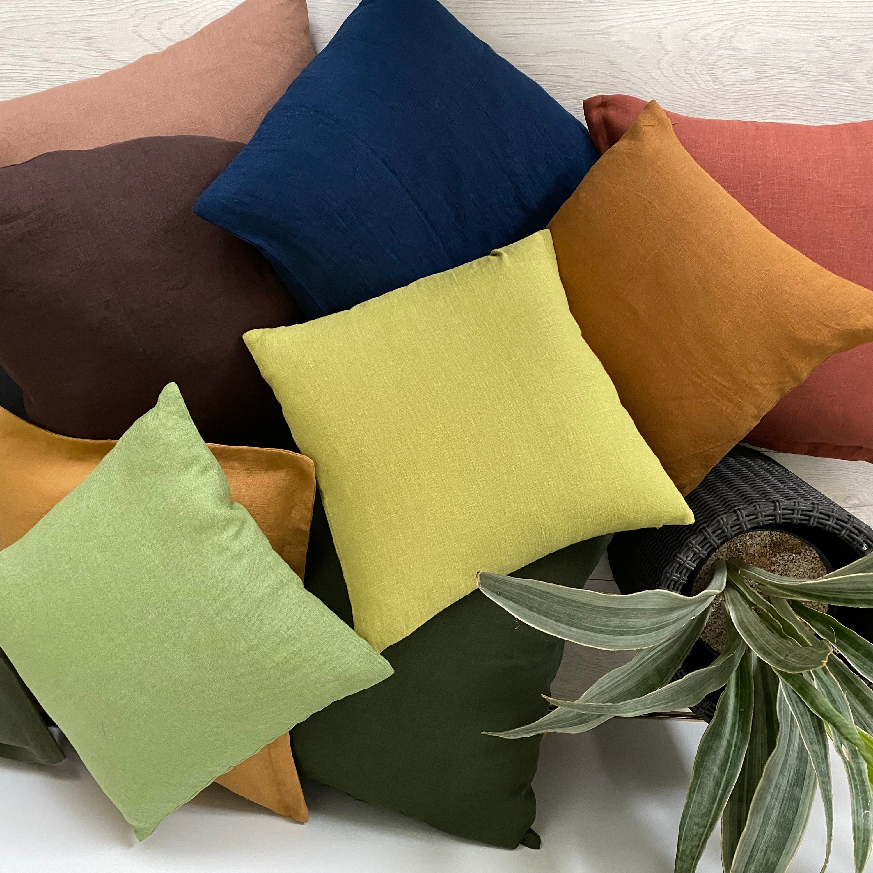 Washed Linen Pillowcase: Natural Soft Linen Pillow Cover, Multi Colour