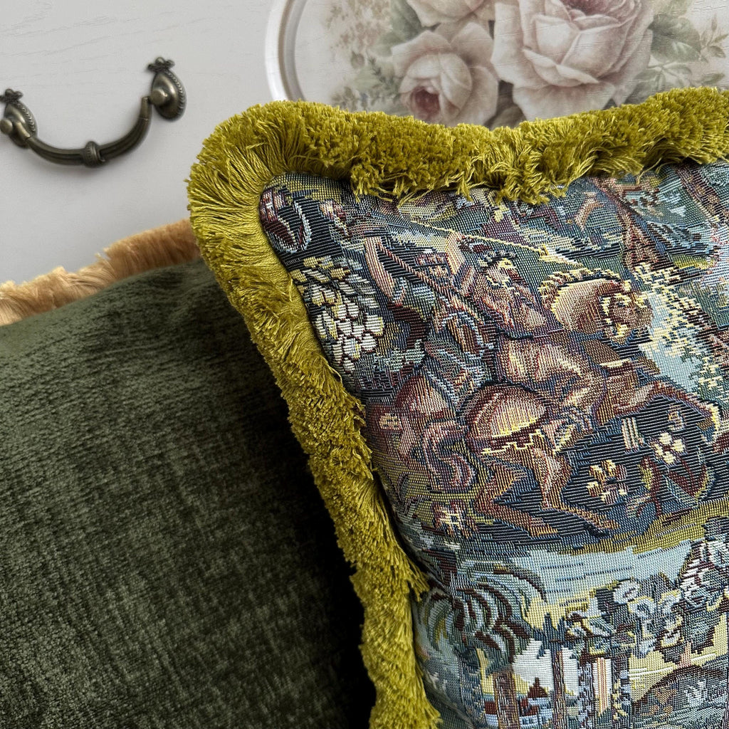 Tapestry Pillow Cover with Cotton Fringe: Boho Decor