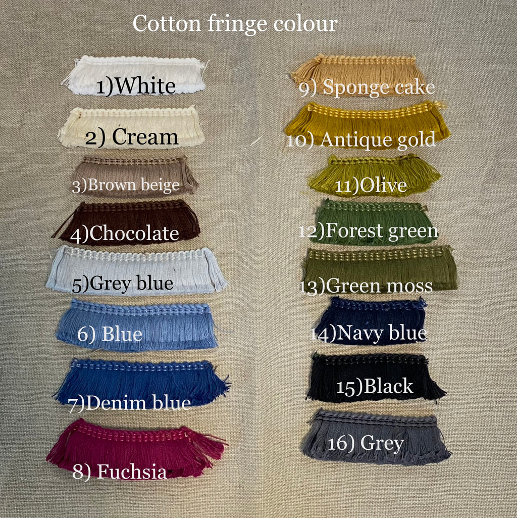 Textured Cotton Linen Cushion Cover with Custom Fringe