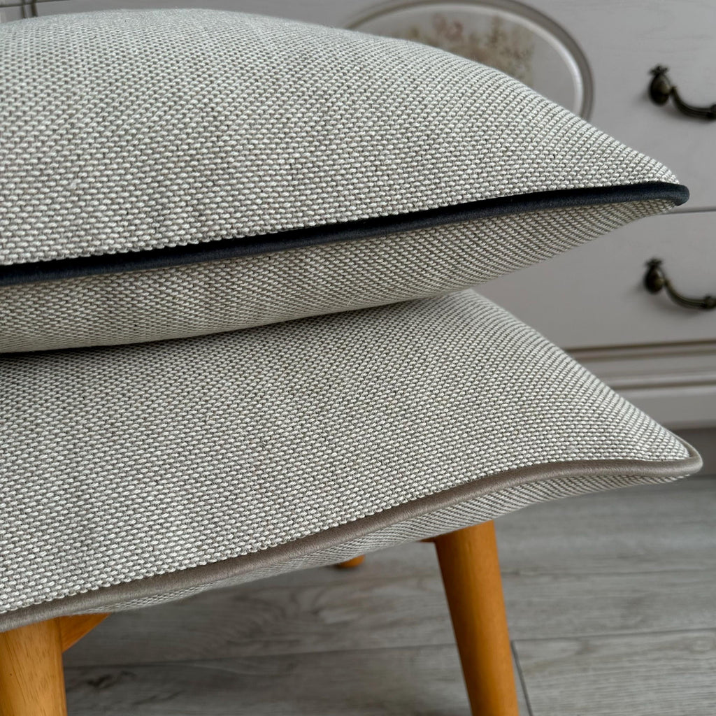Heavyweight Linen Cotton Cushion Cover: Textured Melange with Piping