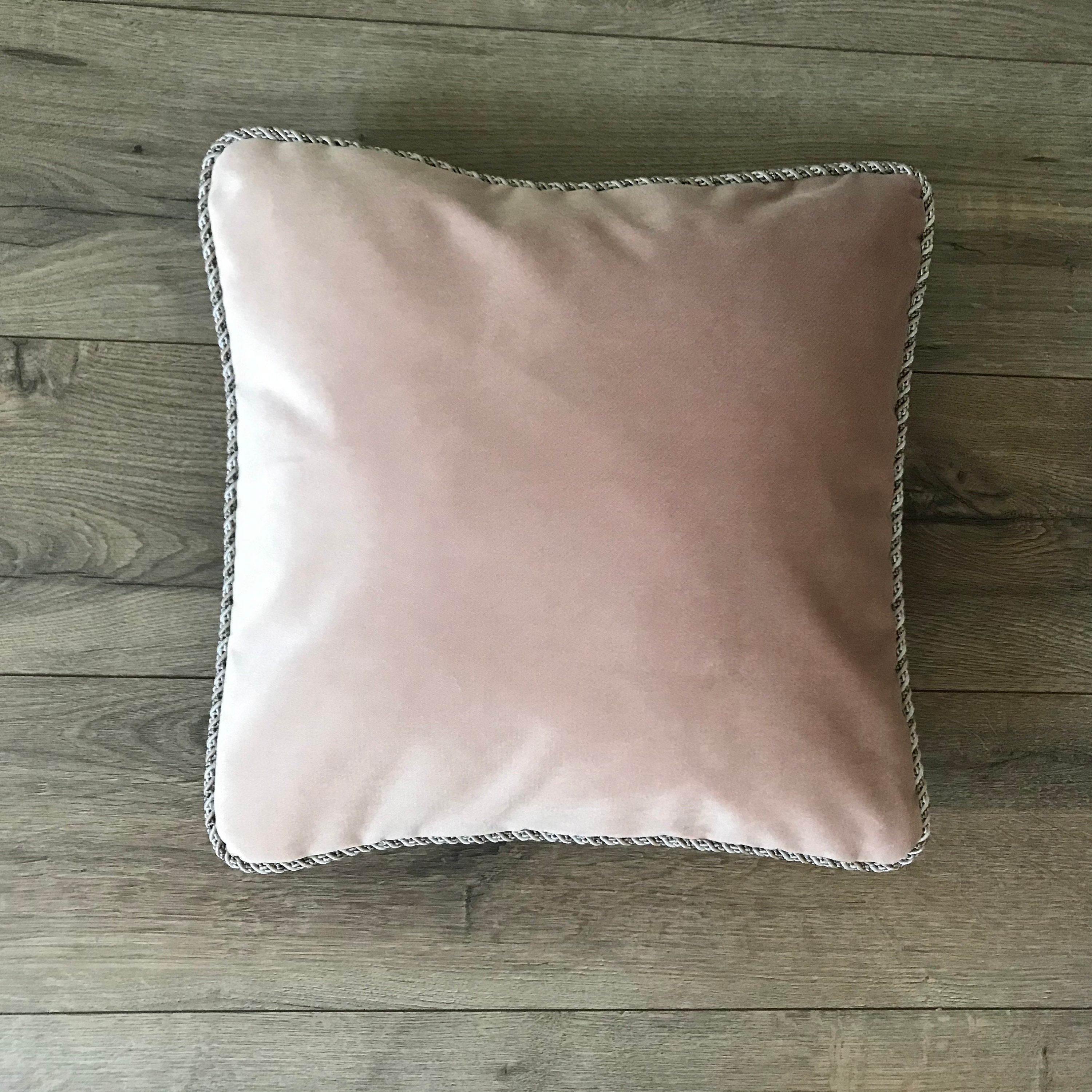 Blush Pink Velvet Pillow Cover: Decorative Throw Cushion with Rope Tassels