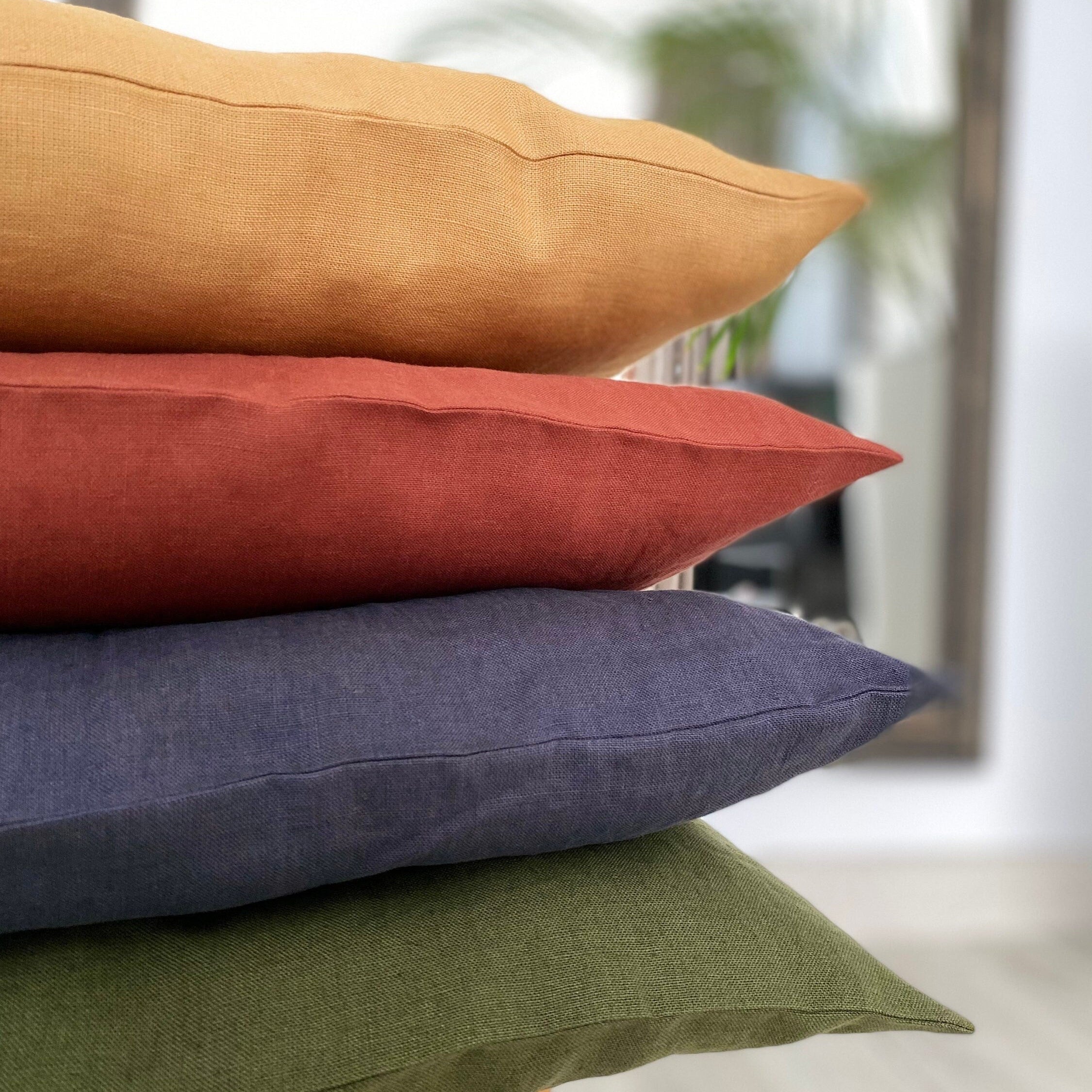 Washed Linen Pillowcase: Natural Soft Linen Pillow Cover, Multi Colour