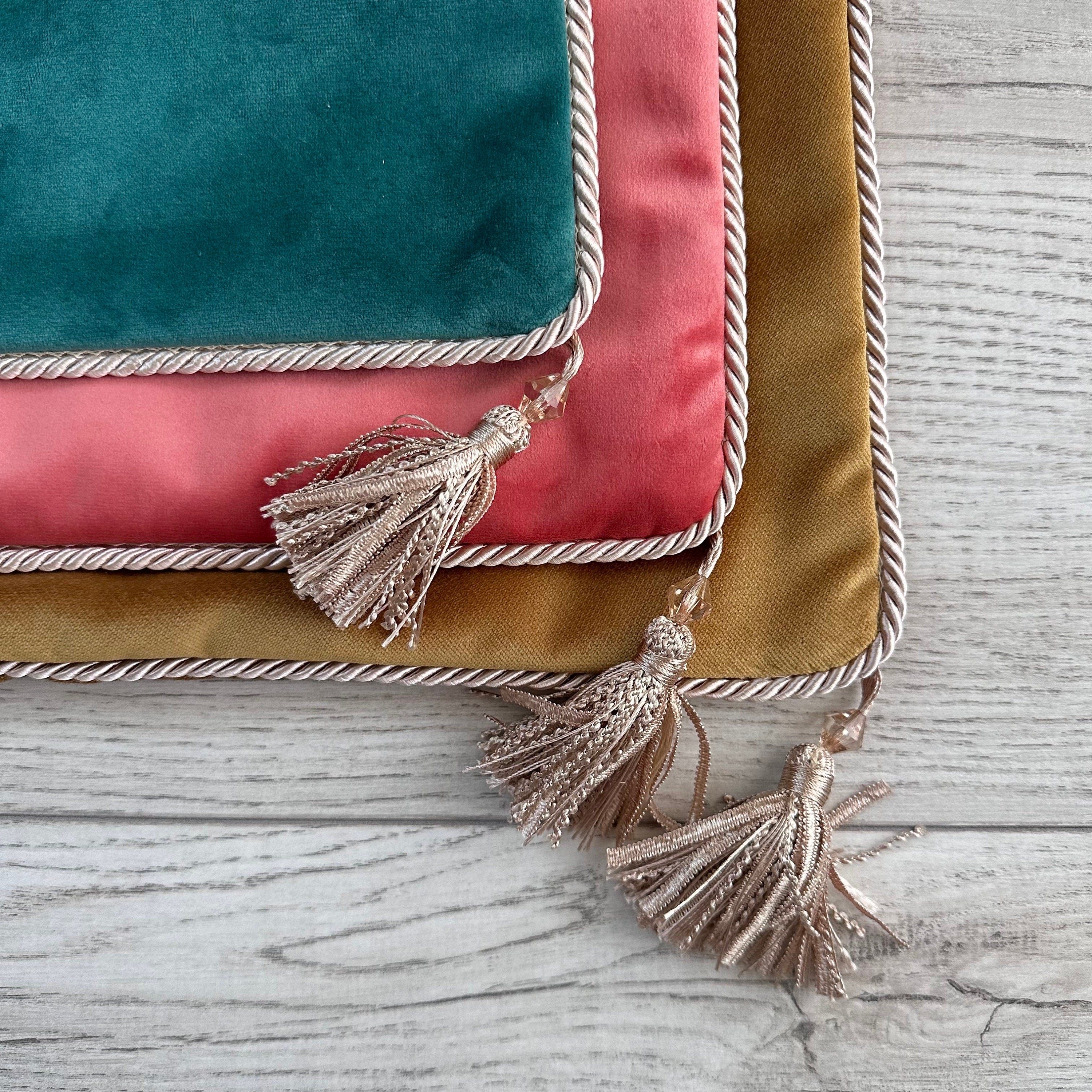 Gold Velvet Pillow Cover with Tassels