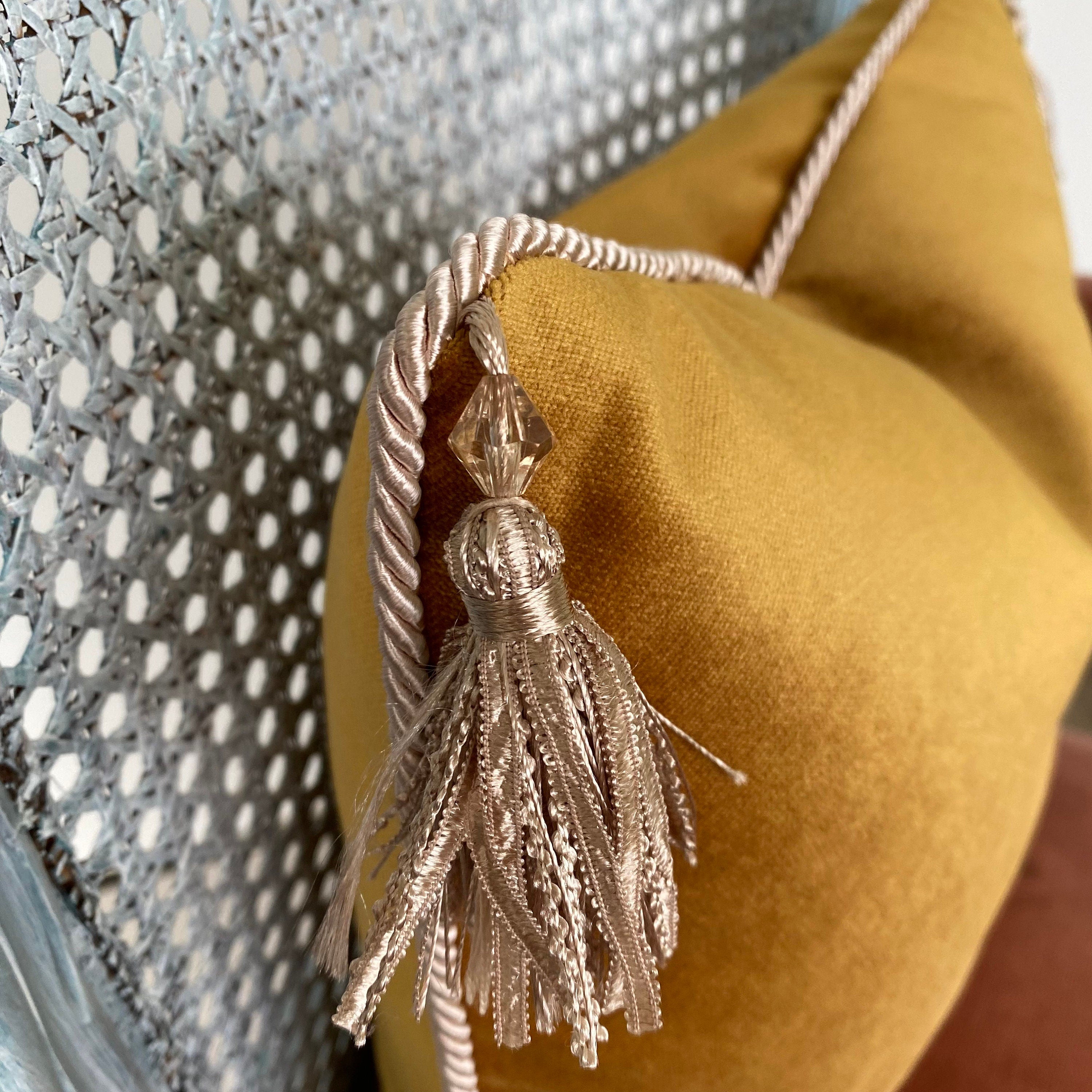 Gold Velvet Pillow Cover with Tassels