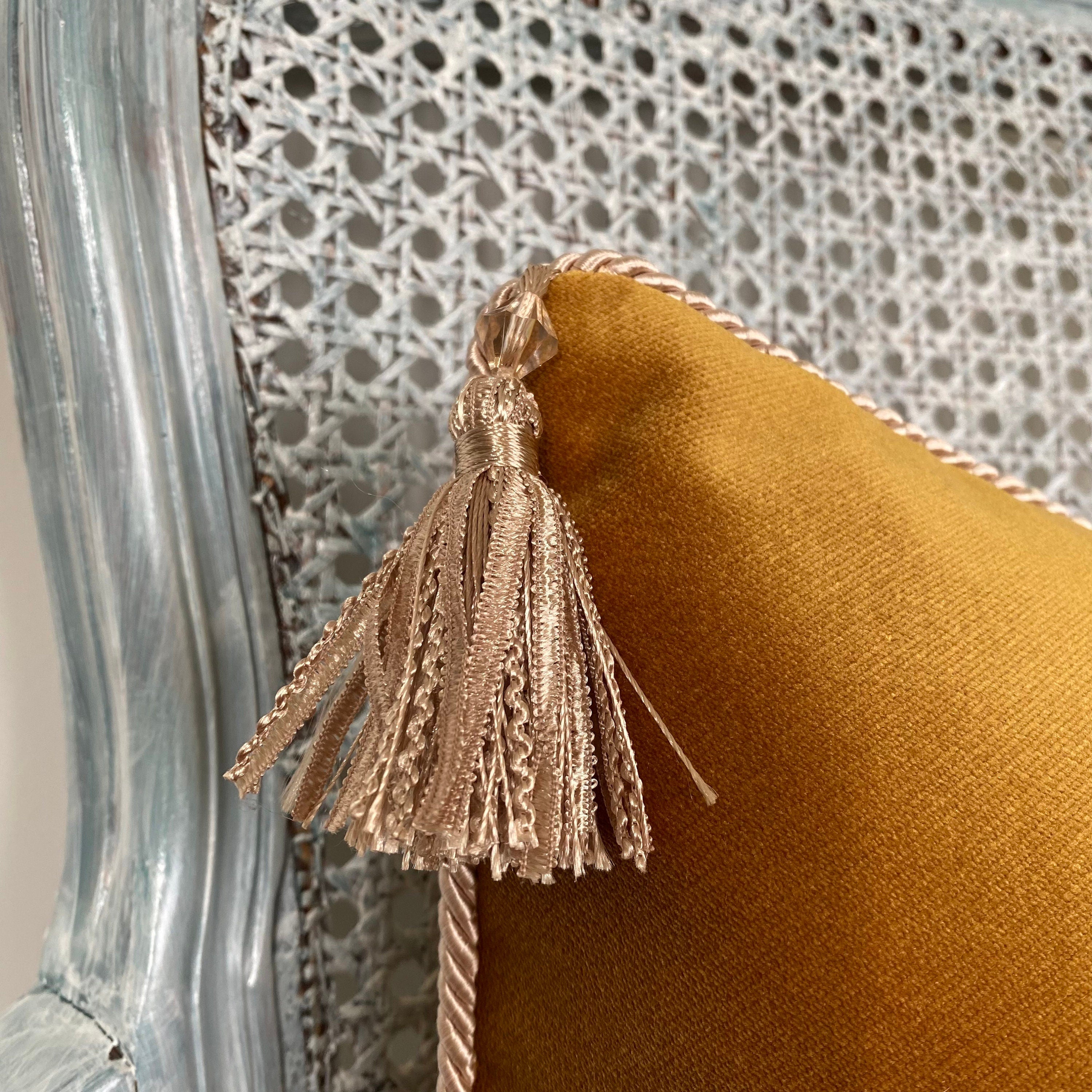 Gold Velvet Pillow Cover with Tassels