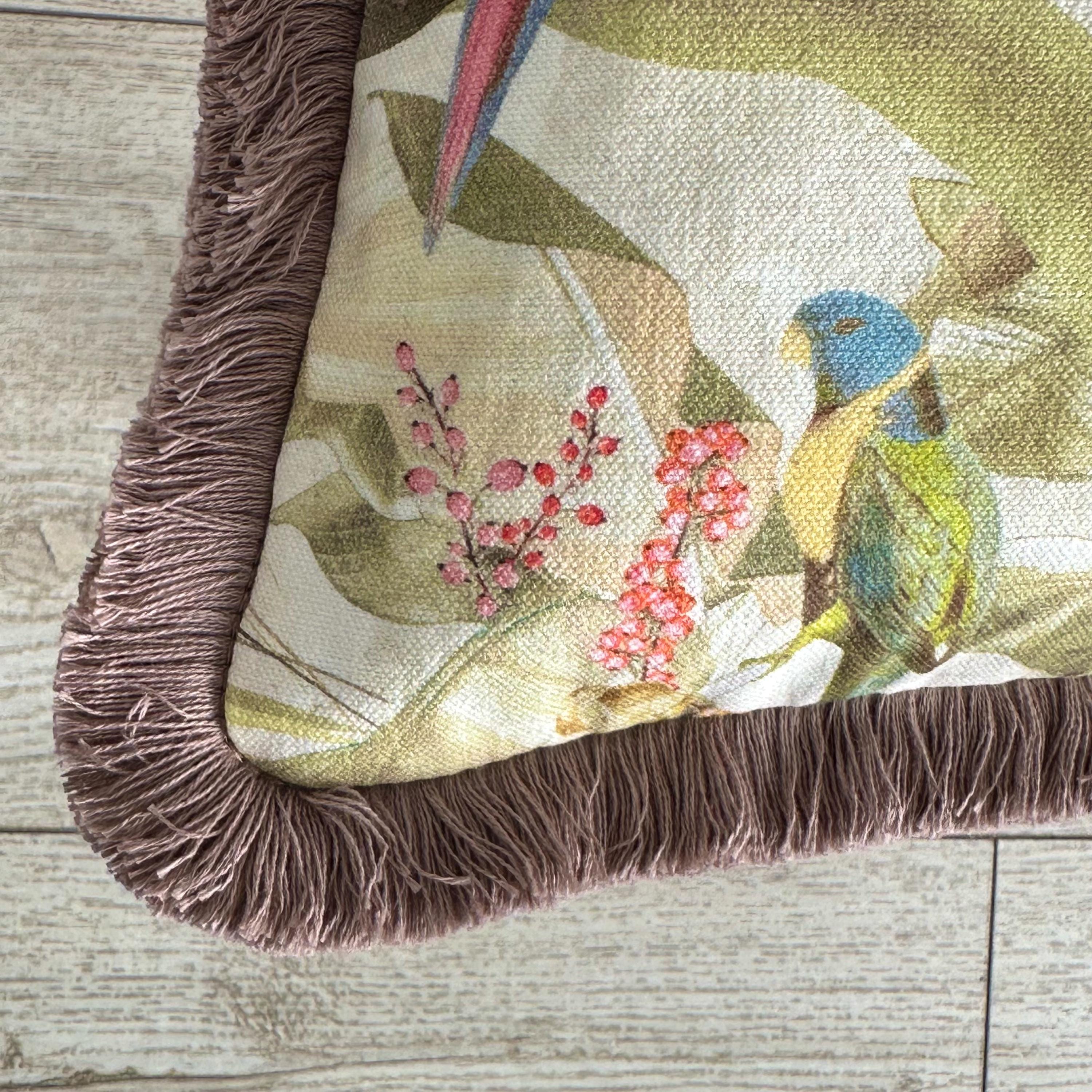 Safari Print Cotton Pillow Cover: Boho Fringe Cushion