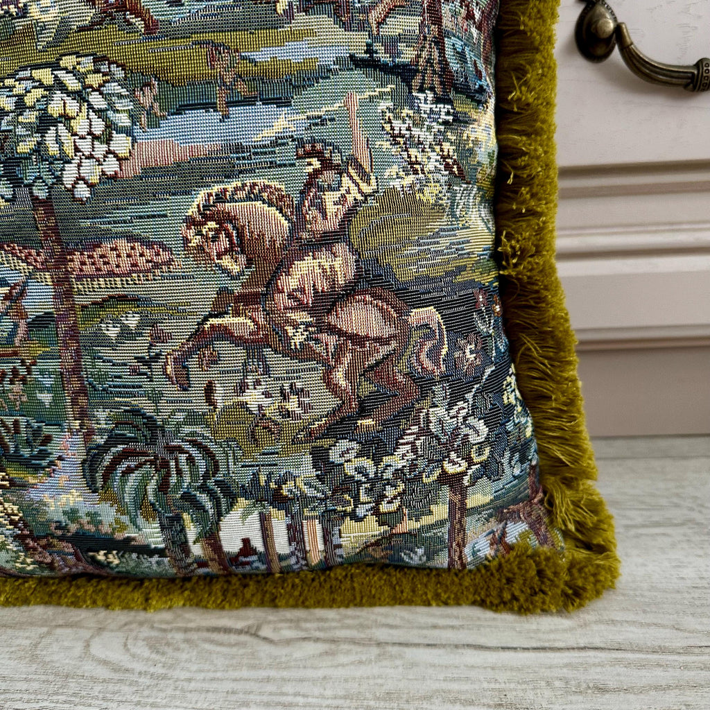 Tapestry Pillow Cover with Cotton Fringe: Boho Decor