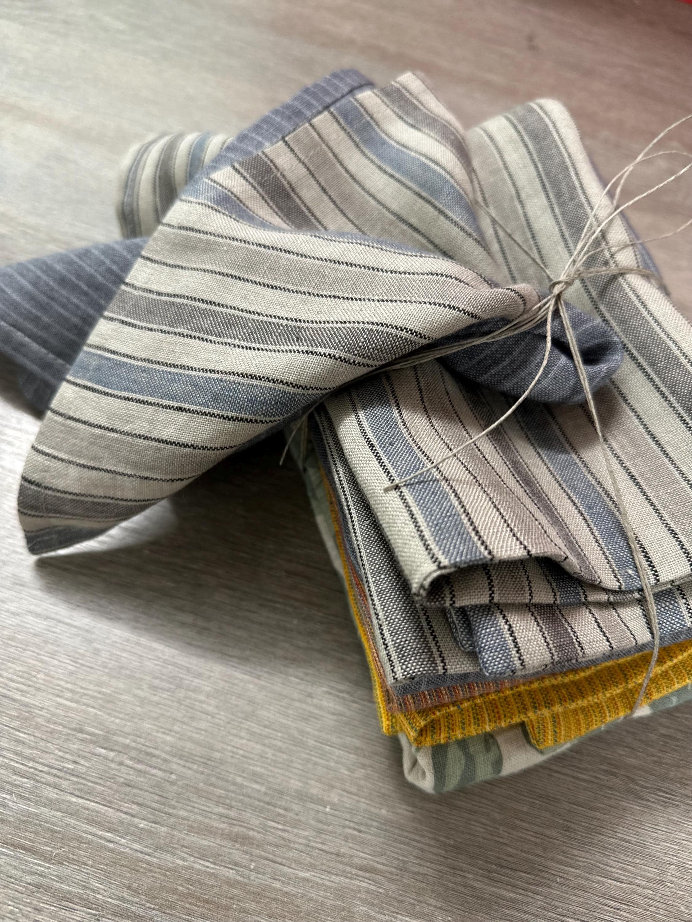 Striped & Floral Linen Pillow Cover: Natural Washed Fabric