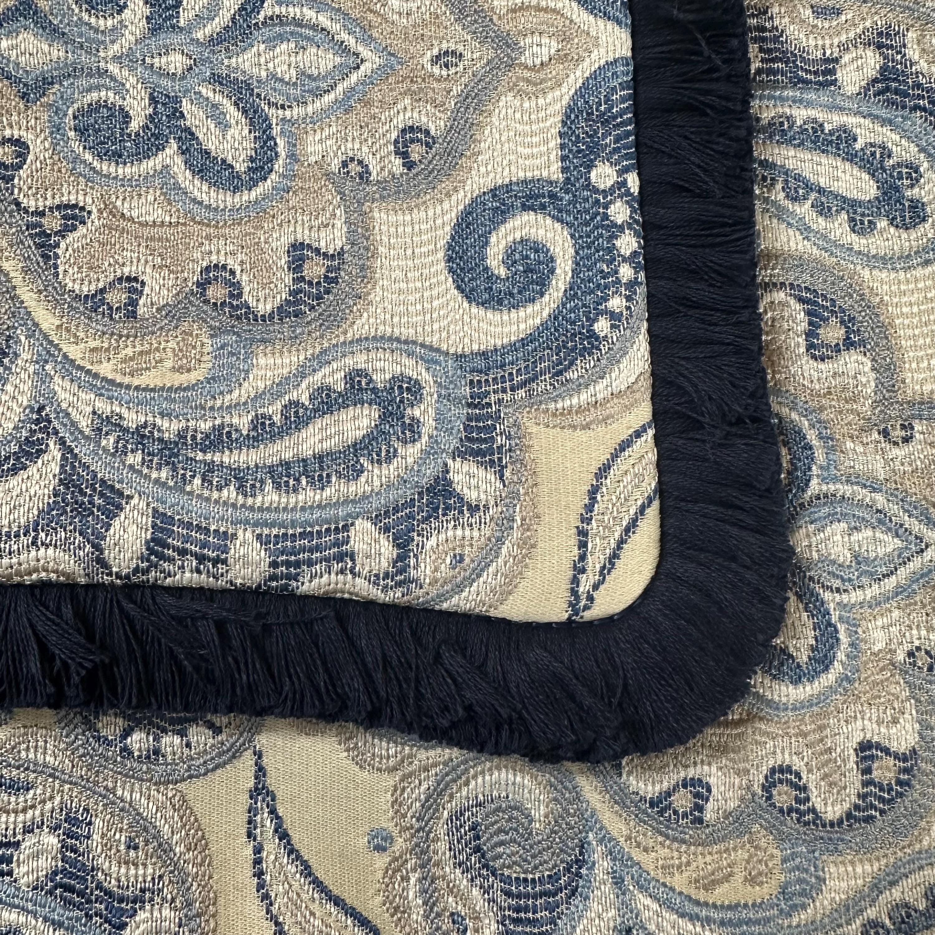 Light Blue Boho Pillow Cover: Royal Fringed Cotton Decorative Pillow