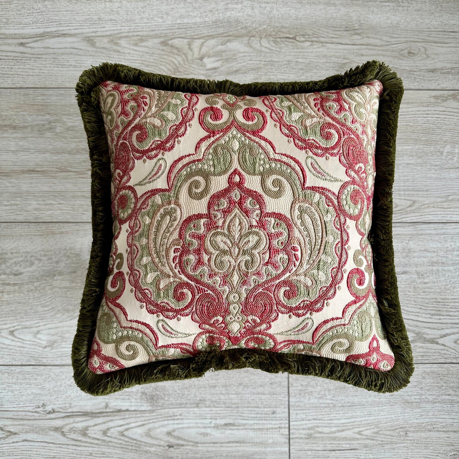 Royal Jacquard Pillow Cover: Custom Colour Cotton Fringe