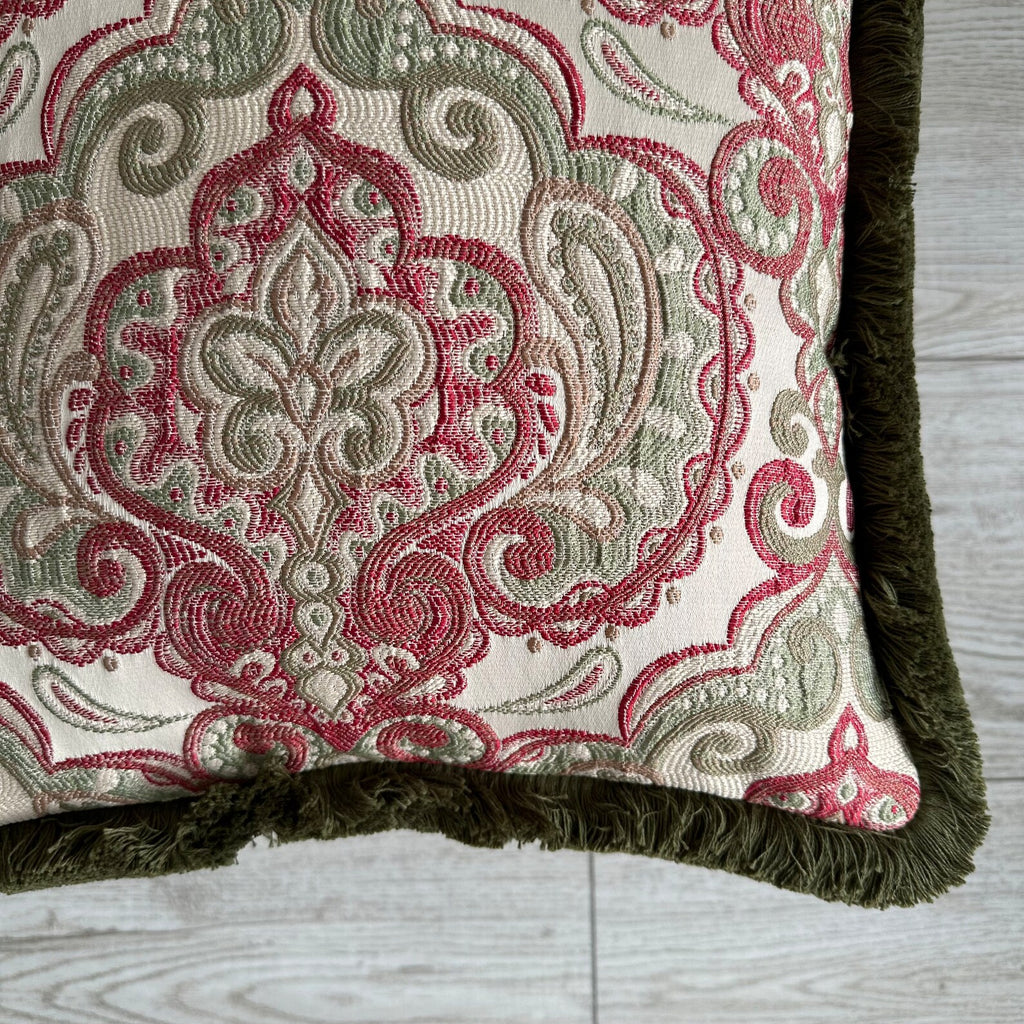 Royal Jacquard Pillow Cover: Custom Colour Cotton Fringe