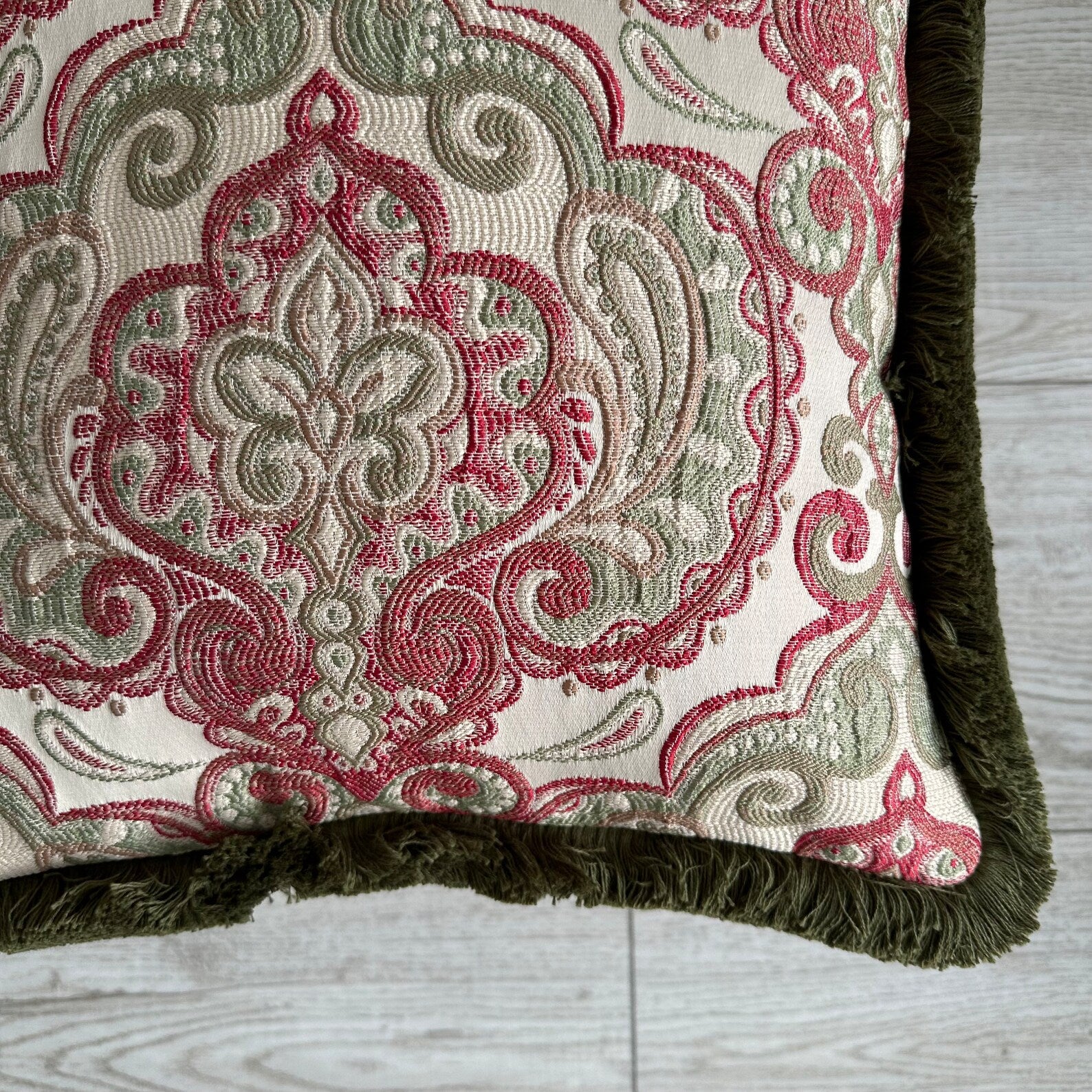 Royal Jacquard Pillow Cover: Custom Colour Cotton Fringe