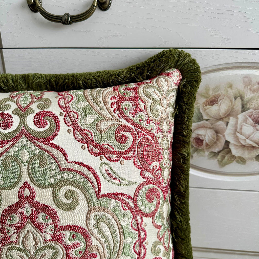 Royal Jacquard Pillow Cover: Custom Colour Cotton Fringe